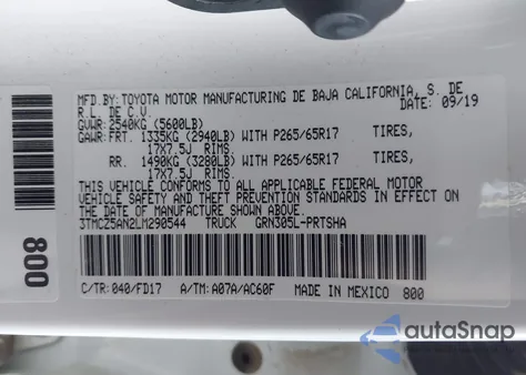 2020 Toyota Tacoma Trd Sport z USA, uszkodzony, nr VIN 3TMCZ5AN2LM290544